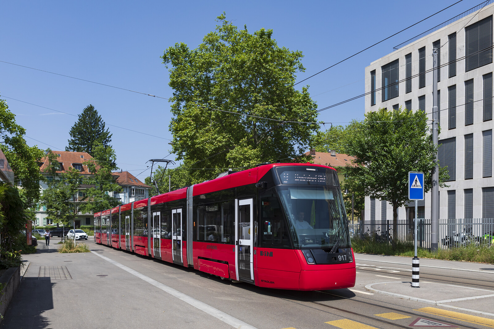 Be 6/8 917 der SVB (Städtische Verkehrsbetriebe Bern (Bernmobil)) bei Bern (Guisanplatz Expo), Schweiz
